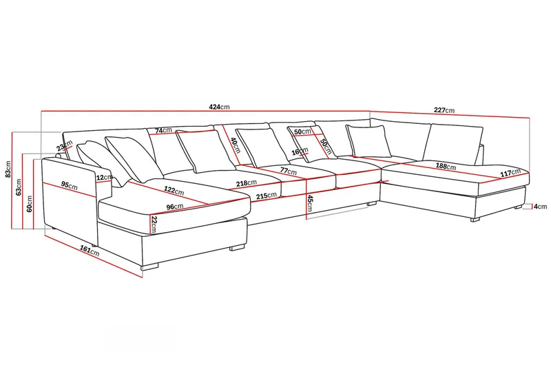 Rossita Lyx 6-seters høyrevendt U-formet ekstra dyp sofa med divan og sjeselong i manchester - Taupe - Møbler - Sofaer - U-sofa