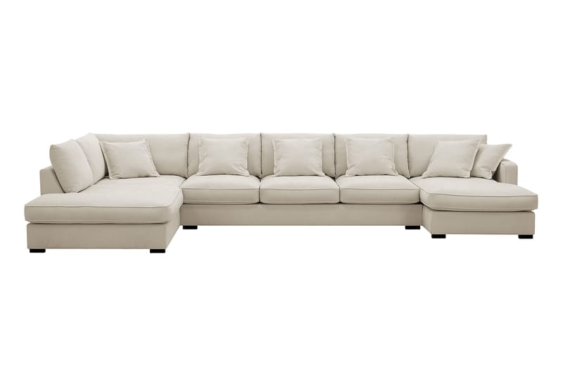 Rossita Lyx 6-seters høyrevendt U-formet ekstra dyp sofa med divan og sjeselong i stoff, Beige