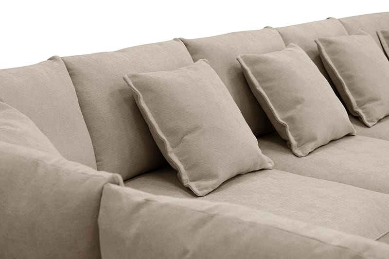 Rossita Lyx 6-seters høyrevendt U-formet ekstra dyp sofa med divan og sjeselong i stoff - Brun - Møbler - Sofaer - U-sofa