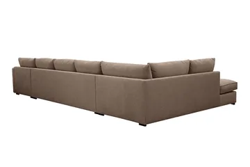 Rossita Lyx 6-seters høyrevendt U-formet ekstra dyp sofa med divan og sjeselong i stoff - Mørkebrun - Møbler - Sofaer - U-sofa
