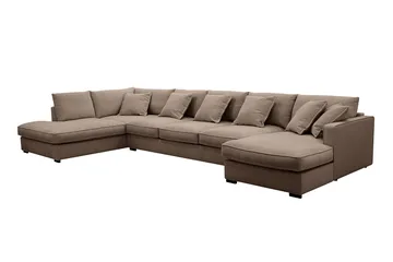 Rossita Lyx 6-seters høyrevendt U-formet ekstra dyp sofa med divan og sjeselong i stoff - Mørkebrun - Møbler - Sofaer - U-sofa