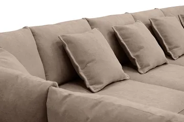 Rossita Lyx 6-seters høyrevendt U-formet ekstra dyp sofa med divan og sjeselong i stoff - Mørkebrun - Møbler - Sofaer - U-sofa