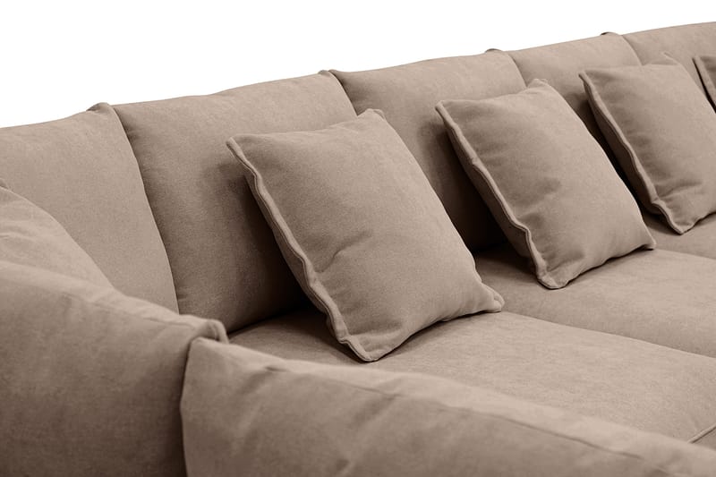 Rossita Lyx 6-seters høyrevendt U-formet ekstra dyp sofa med divan og sjeselong i stoff - Mørkebrun - Møbler - Sofaer - U-sofa