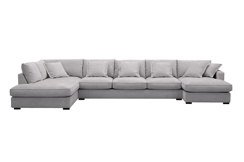Rossita Lyx 6-seters venstrevendt U-formet ekstra dyp sofa med divan og sjeselong i chenille, Grå