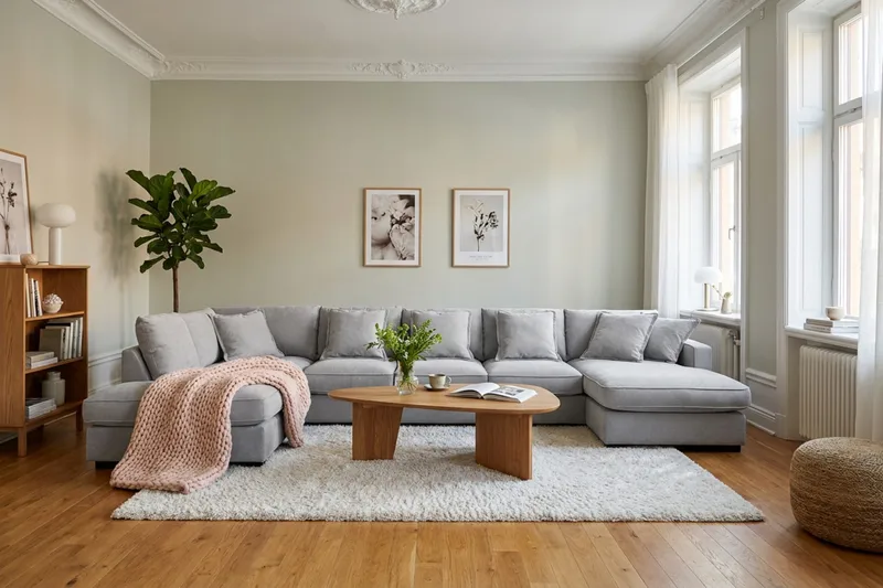 Rossita Lyx 6-seters venstrevendt U-formet ekstra dyp sofa med divan og sjeselong i chenille - Grå - Møbler - Sofaer - U-sofa
