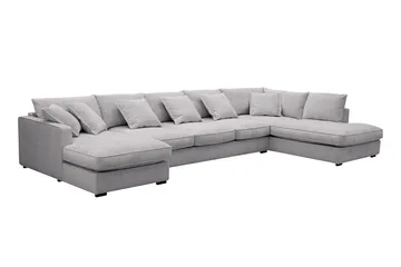 Rossita Lyx 6-seters venstrevendt U-formet ekstra dyp sofa med divan og sjeselong i chenille - Grå - Møbler - Sofaer - U-sofa