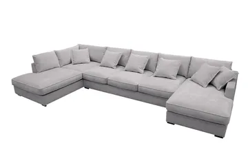 Rossita Lyx 6-seters venstrevendt U-formet ekstra dyp sofa med divan og sjeselong i chenille - Grå - Møbler - Sofaer - U-sofa