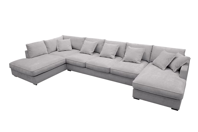 Rossita Lyx 6-seters venstrevendt U-formet ekstra dyp sofa med divan og sjeselong i chenille - Grå - Møbler - Sofaer - U-sofa