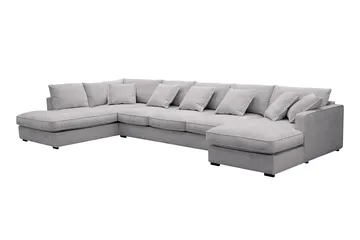 Rossita Lyx 6-seters venstrevendt U-formet ekstra dyp sofa med divan og sjeselong i chenille - Grå - Møbler - Sofaer - U-sofa