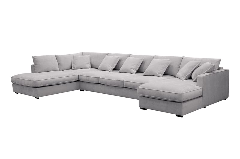 Rossita Lyx 6-seters venstrevendt U-formet ekstra dyp sofa med divan og sjeselong i chenille - Grå - Møbler - Sofaer - U-sofa
