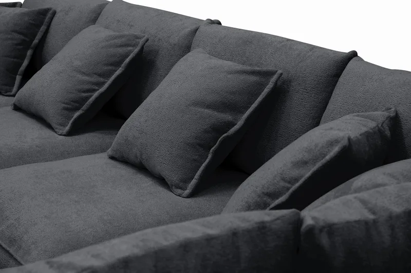 Rossita Lyx 6-seters venstrevendt U-formet ekstra dyp sofa med divan og sjeselong i chenille - Svart - Møbler - Sofaer - U-sofa