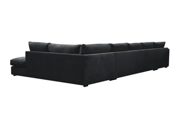Rossita Lyx 6-seters venstrevendt U-formet ekstra dyp sofa med divan og sjeselong i chenille - Svart - Møbler - Sofaer - U-sofa