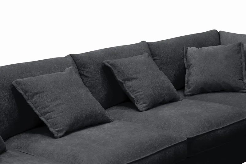 Rossita Lyx 6-seters venstrevendt U-formet ekstra dyp sofa med divan og sjeselong i chenille - Svart - Møbler - Sofaer - U-sofa