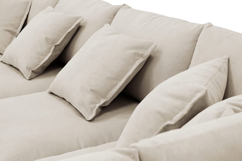Rossita Lyx 6-seters venstrevendt U-formet ekstra dyp sofa med divan og sjeselong i manchester - Krem - Møbler - Sofaer - U-sofa