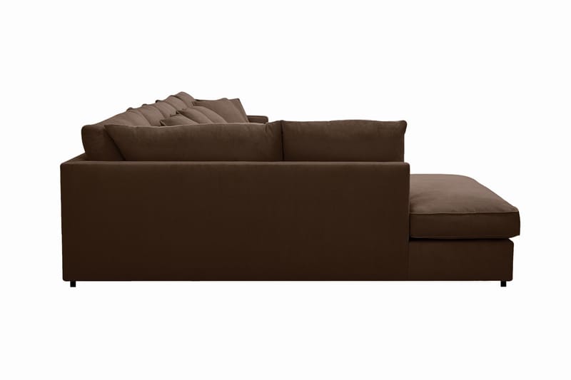 Rossita Lyx 6-seters venstrevendt U-formet ekstra dyp sofa med divan og sjeselong i manchester - Mørkebrun - Møbler - Sofaer - U-sofa