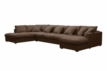 Rossita Lyx 6-seters venstrevendt U-formet ekstra dyp sofa med divan og sjeselong i manchester - Mørkebrun - Møbler - Sofaer - U-sofa