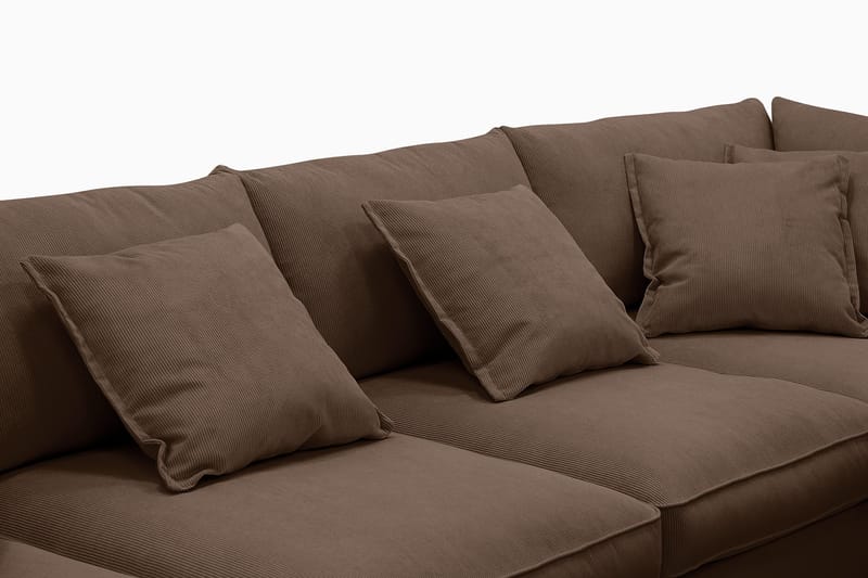 Rossita Lyx 6-seters venstrevendt U-formet ekstra dyp sofa med divan og sjeselong i manchester - Mørkebrun - Møbler - Sofaer - U-sofa