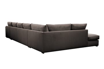 Rossita Lyx 6-seters venstrevendt U-formet ekstra dyp sofa med divan og sjeselong i manchester - Mørkegrå - Møbler - Sofaer - U-sofa