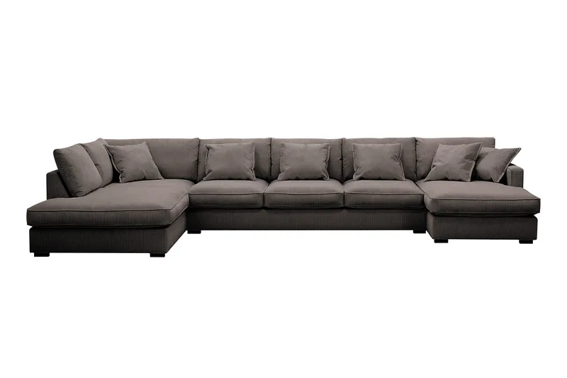 Rossita Lyx 6-seters venstrevendt U-formet ekstra dyp sofa med divan og sjeselong i manchester, Mørkegrå