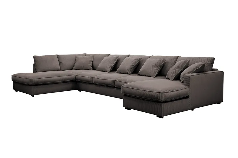 Rossita Lyx 6-seters venstrevendt U-formet ekstra dyp sofa med divan og sjeselong i manchester - Mørkegrå - Møbler - Sofaer - U-sofa
