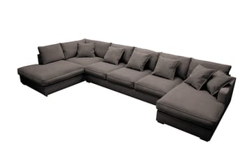 Rossita Lyx 6-seters venstrevendt U-formet ekstra dyp sofa med divan og sjeselong i manchester - Mørkegrå - Møbler - Sofaer - U-sofa