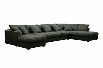 Rossita Lyx 6-seters venstrevendt U-formet ekstra dyp sofa med divan og sjeselong i manchester - Mørkegrønn - Møbler - Sofaer - U-sofa