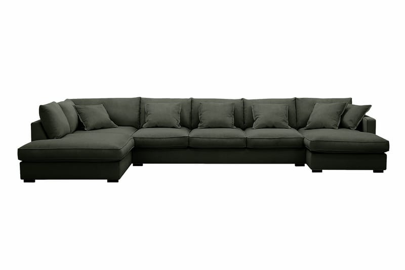 Rossita Lyx 6-seters venstrevendt U-formet ekstra dyp sofa med divan og sjeselong i manchester, Mørkegrønn