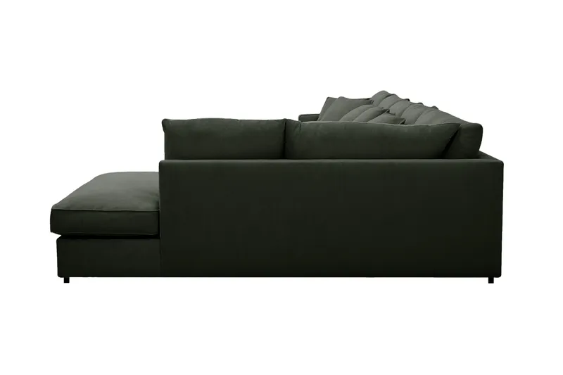 Rossita Lyx 6-seters venstrevendt U-formet ekstra dyp sofa med divan og sjeselong i manchester - Mørkegrønn - Møbler - Sofaer - U-sofa