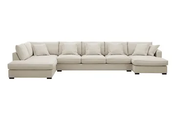 Rossita Lyx 6-seters venstrevendt U-formet ekstra dyp sofa med divan og sjeselong i stoff - Beige - Møbler - Sofaer - U-sofa