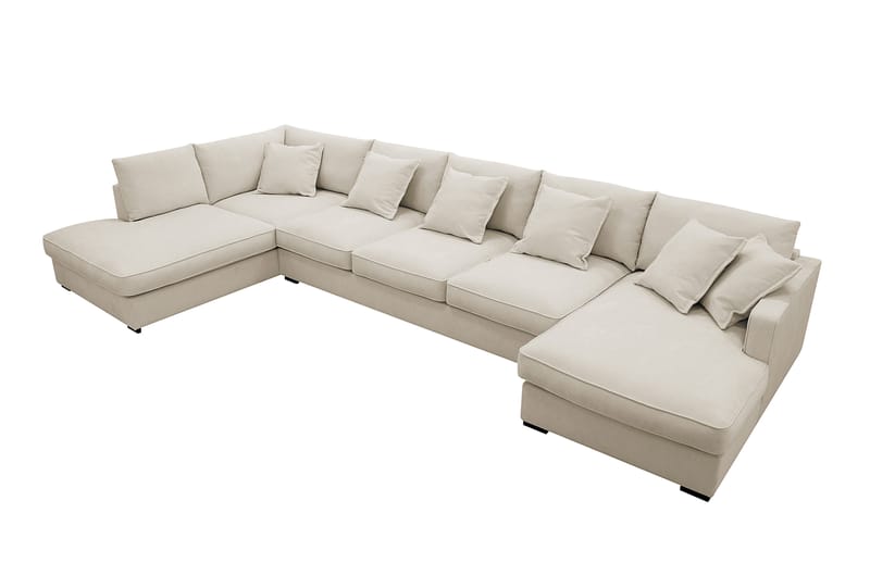 Rossita Lyx 6-seters venstrevendt U-formet ekstra dyp sofa med divan og sjeselong i stoff - Beige - Møbler - Sofaer - U-sofa