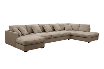 Rossita Lyx 6-seters venstrevendt U-formet ekstra dyp sofa med divan og sjeselong i stoff - Brun - Møbler - Sofaer - U-sofa