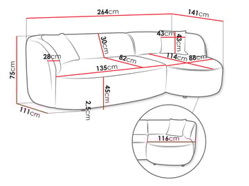 Rylian 3-seters sofa med divan - lysegrå - Møbler - Sofaer - Hjørnesofaer - Hjørnesofa med divan