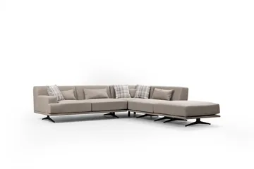 Sanroman Høyrevendt L-formet Sofa med Sjeselong 302 cm i Stoff - Lysebrun - Møbler - Sofaer - Sofaer med sjeselong