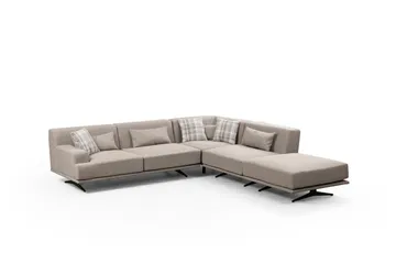 Sanroman Høyrevendt L-formet Sofa med Sjeselong 302 cm i Stoff - Lysebrun - Møbler - Sofaer - Sofaer med sjeselong