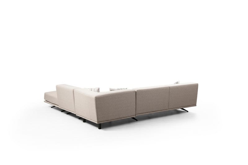 Sanroman Høyrevendt L-formet Sofa med Sjeselong 302 cm i Stoff - Lysebrun - Møbler - Sofaer - Sofaer med sjeselong