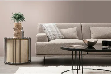 Sanroman Høyrevendt L-formet Sofa med Sjeselong 302 cm i Stoff - Lysebrun - Møbler - Sofaer - Sofaer med sjeselong