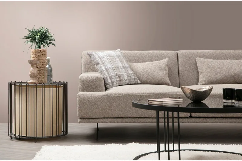 Sanroman Høyrevendt L-formet Sofa med Sjeselong 302 cm i Stoff - Lysebrun - Møbler - Sofaer - Sofaer med sjeselong
