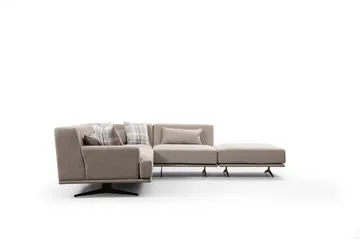 Sanroman Høyrevendt L-formet Sofa med Sjeselong 302 cm i Stoff - Lysebrun - Møbler - Sofaer - Sofaer med sjeselong