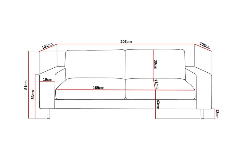 Scandi dyp 3-seters sofa i chenille - Beige - Møbler - Sofaer - 3 seter sofa