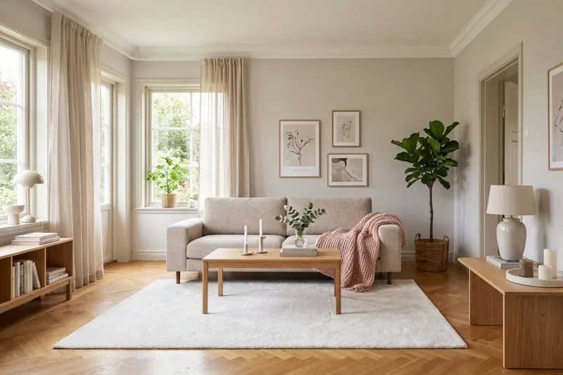 Scandi dyp 3-seters sofa i chenille - Beige - Møbler - Sofaer - 3 seter sofa