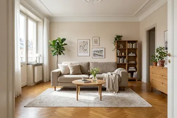 Scandi dyp 3-seters sofa i chenille - Mørk beige - Møbler - Sofaer - Fløyelssofaer