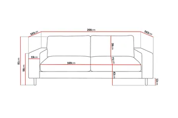 Scandi dyp 3-seters sofa i stoff - Beige - Møbler - Sofaer - 3 seter sofa