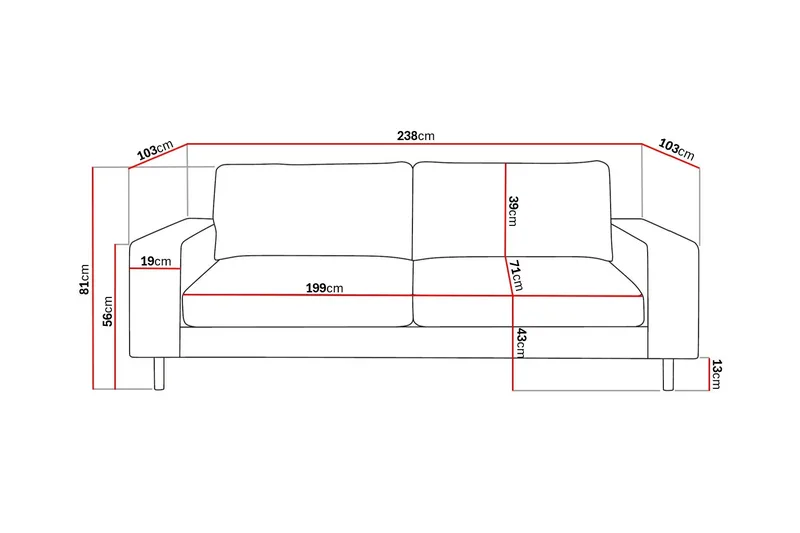 Scandi Dyp 4-seters sofa i chenille - Grå - Møbler - Sofaer - 4 seter sofa