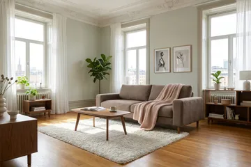 Scandi Dyp 4-seters sofa i stoff - Mørkebrun - Møbler - Sofaer - 4 seter sofa