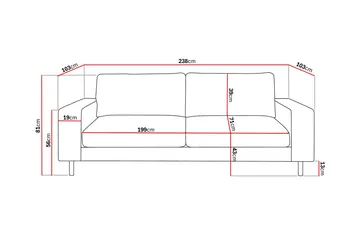 Scandi Dyp 4-seters sofa i stoff - Mørkebrun - Møbler - Sofaer - 4 seter sofa