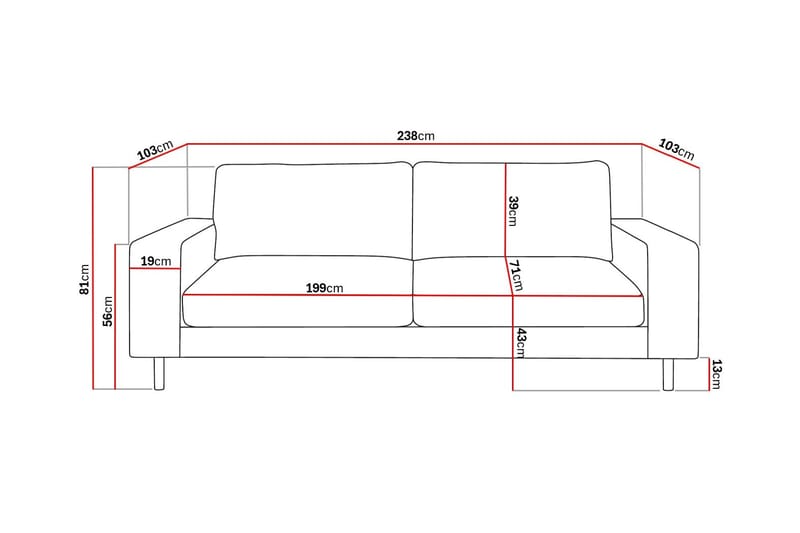 Scandi Dyp 4-seters sofa i stoff - Mørkebrun - Møbler - Sofaer - 4 seter sofa