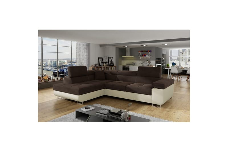 Seksjon Eltap Anton 272x203x85 cm - Jasmine 29, Soft 33, Brun, Beige, Venstre - Møbler - Sofaer - Fløyelssofaer