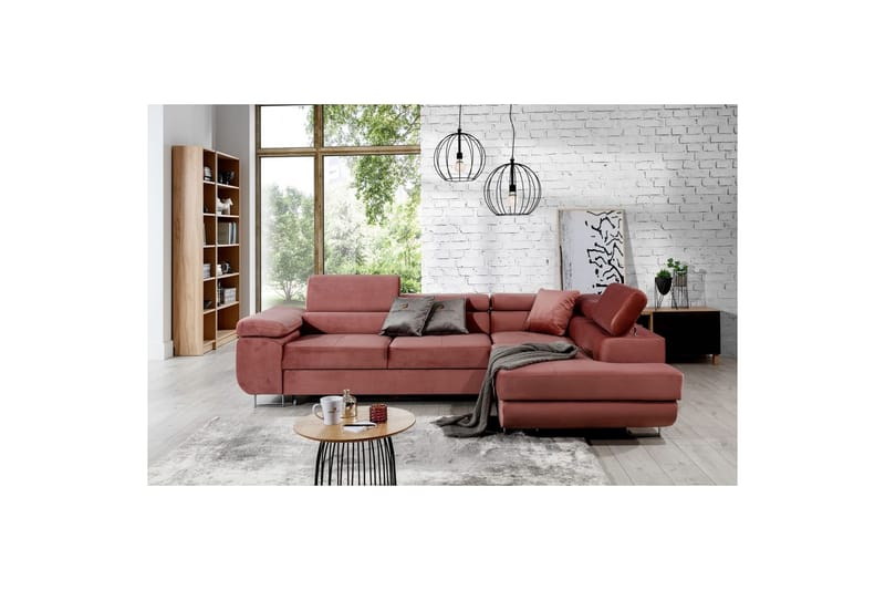 Seksjon Eltap Anton 272x203x85 cm - Monolith 63, Rosa, Høyre - Møbler - Sofaer - Fløyelssofaer