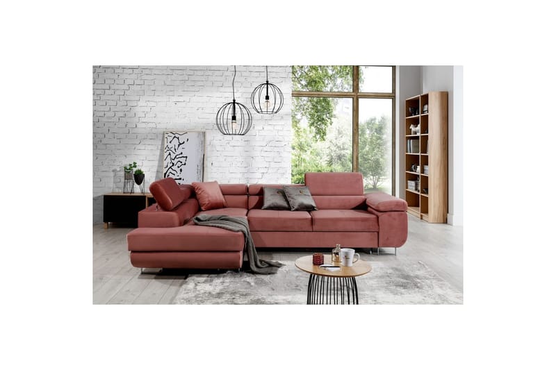 Seksjon Eltap Anton 272x203x85 cm - Monolith 63, Rosa, Venstre - Møbler - Sofaer - Fløyelssofaer