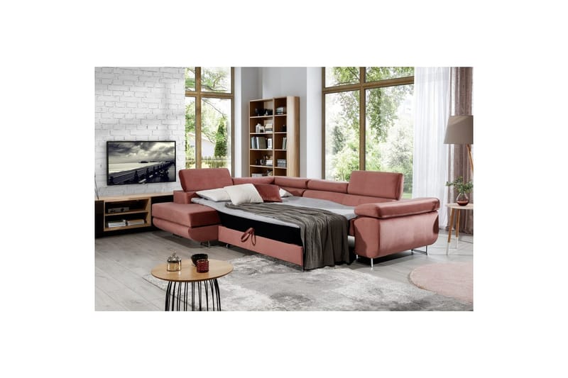 Seksjon Eltap Anton 272x203x85 cm - Monolith 63, Rosa, Venstre - Møbler - Sofaer - Fløyelssofaer